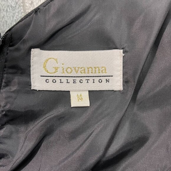 Giovanna Dress Womens 14 Black V-Neck Sleeveless Embroidered A-Line Party Event - Picture 3 of 9